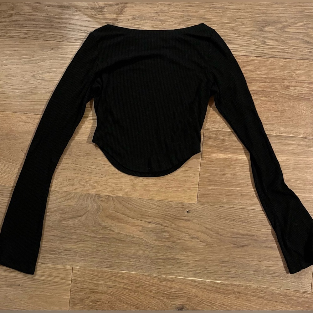 Garage Ribbed Boat Neck Long Sleeve